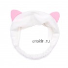Повязка для волос белая с ушками для косметических процедур / Ayoume Hair Band "Cat Ears"