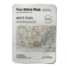 Маска для лица тканевая выравнивающая тон кожи с экстрактом жемчуга / Anskin Secriss Pure Nature Mask Pack - White pearl 25g